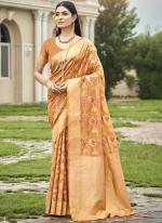 Organza Peach Traditional Wear Weaving Saree